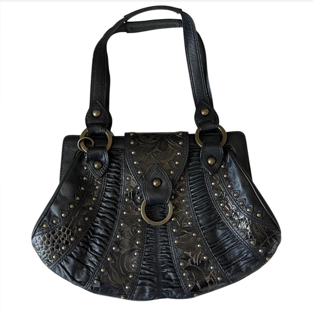 Isabella Fiore Black Leather Shoulder Bag
